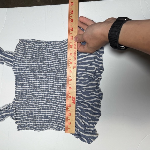 Hollister Square Tank Top Blue and White Striped Ruched Size Medium Coastal - Picture 5 of 10